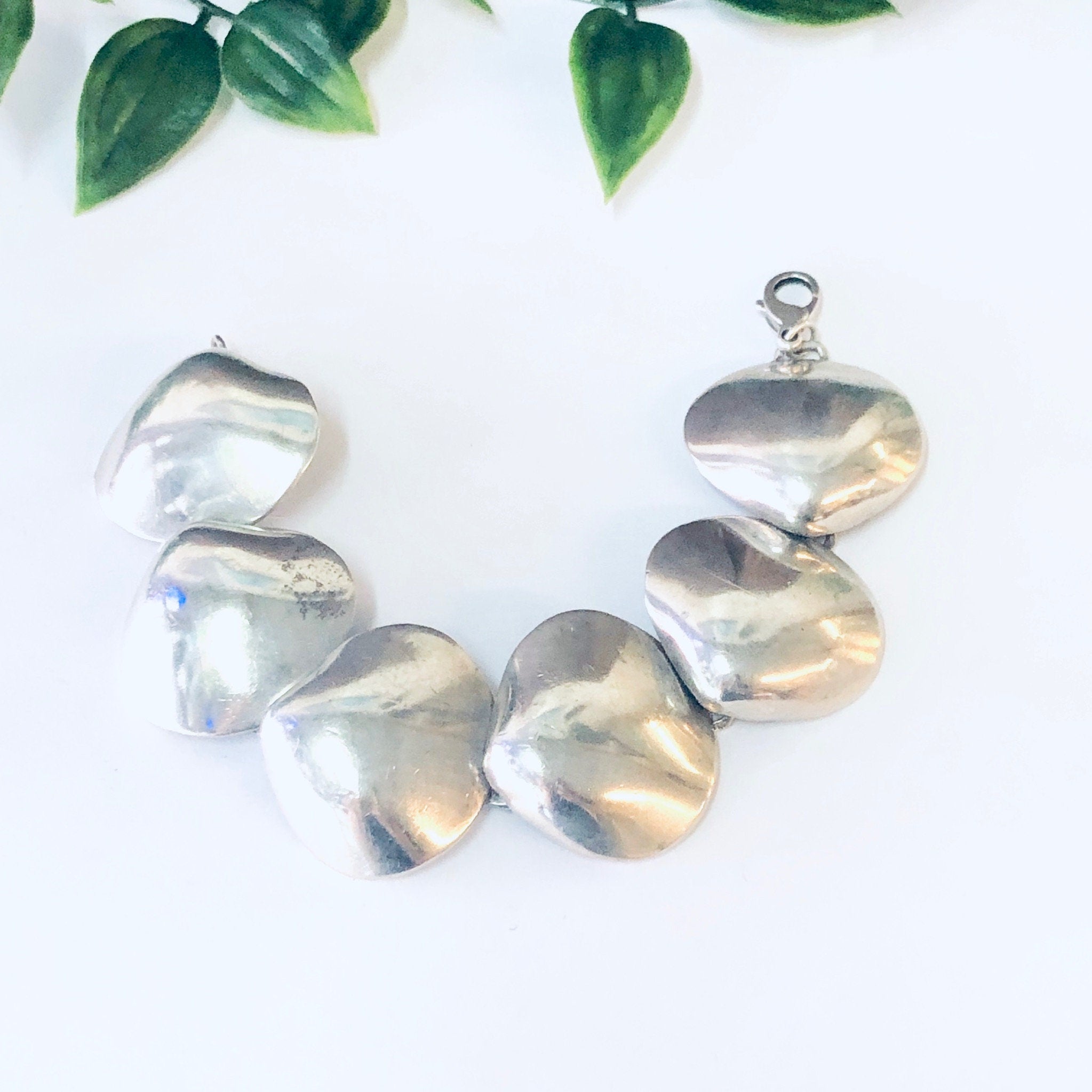 Vintage Bracelet, Link Bracelet, Silver Bracelet, Shell Design Bracelet, Small Bracelet, Vintage Jewelry, Unique Style, Unique Design, 925