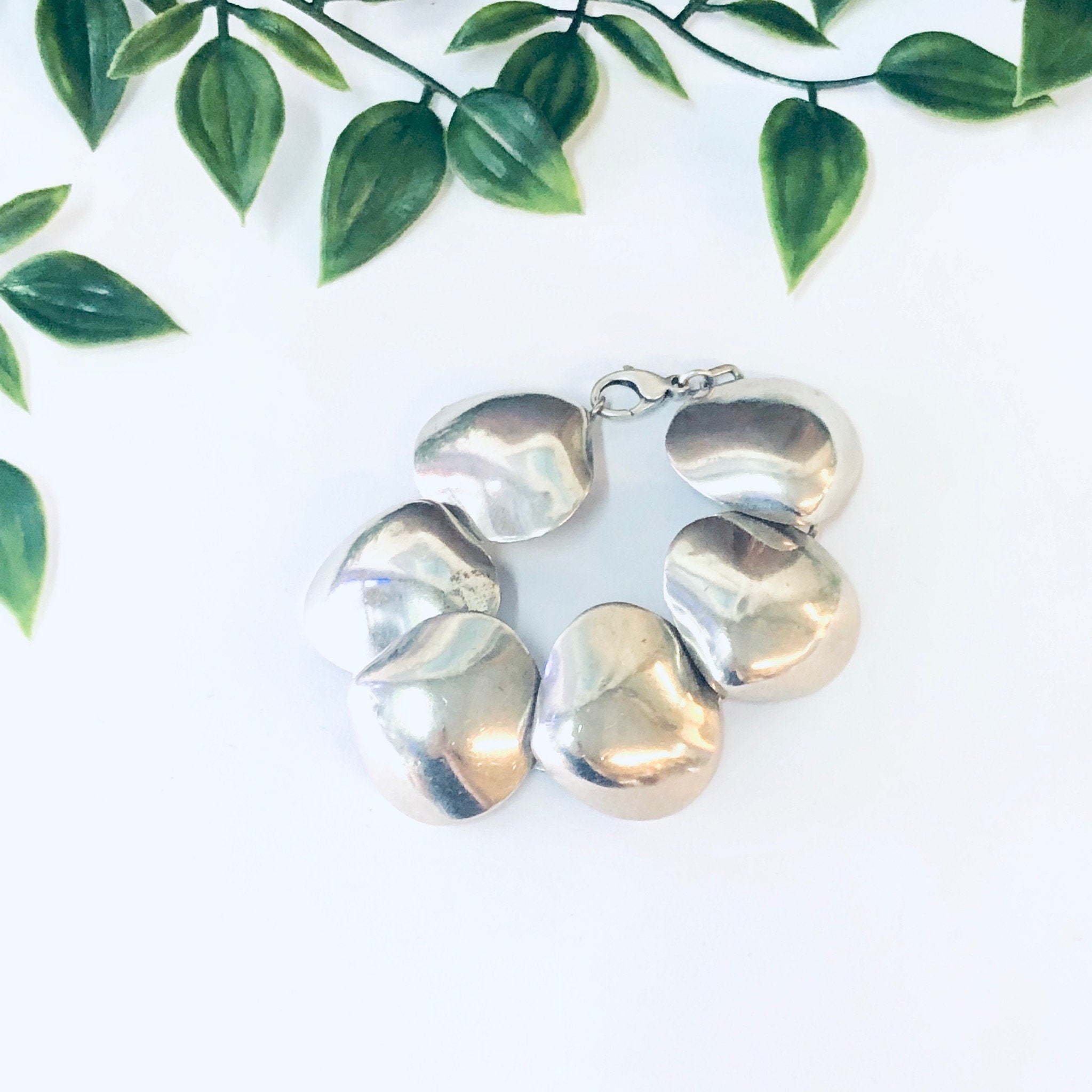 Vintage Bracelet, Link Bracelet, Silver Bracelet, Shell Design Bracelet, Small Bracelet, Vintage Jewelry, Unique Style, Unique Design, 925