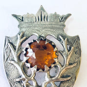 Vintage Brooch, Vintage Pendant, Crest Design, Deer Pin, Deer Jewelry, Hunters Brooch, Antler Brooch, Orange Stone, Costume Jewelry, Unique
