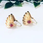 Vintage Earrings, Gold Toned Earrings, Beaded Earrings, Purple Earrings, Red Earrings, Pierced Ears, Vintage Jewelry, Dangle Earrings,