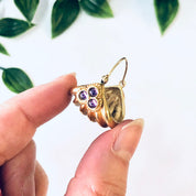 Vintage Earrings, Gold Toned Earrings, Beaded Earrings, Purple Earrings, Red Earrings, Pierced Ears, Vintage Jewelry, Dangle Earrings,