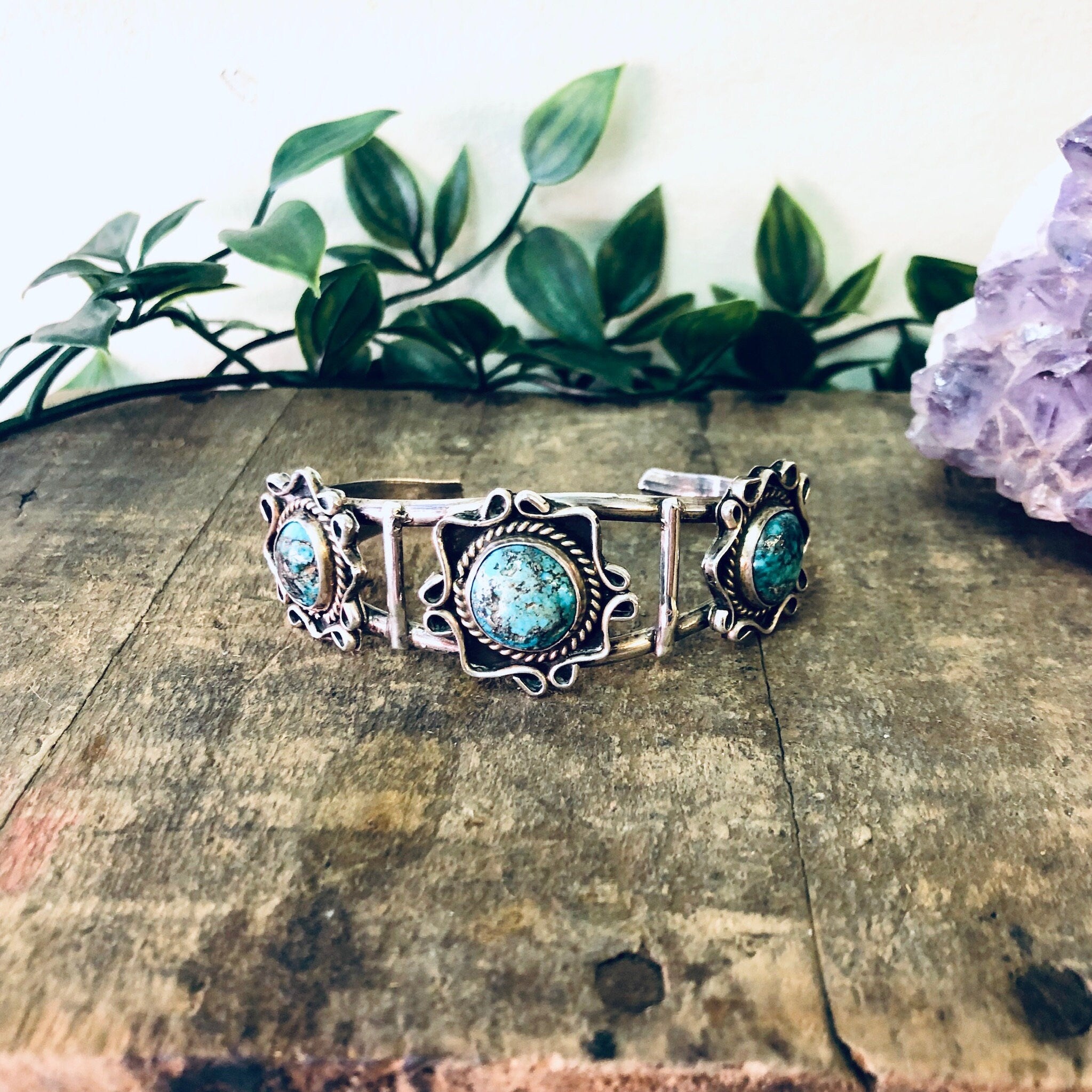 Vintage Bracelet, Silver Bracelet, Cuff Bracelet, Southwestern Style, Boho Jewelry, Bohemian Bracelet, Turquoise Cuff, Blue Stones, 925 Cuff