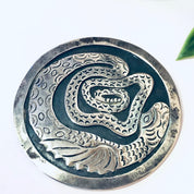 Vintage Pendant, Silver Pendant, Snake Jewelry, Dragon Jewelry, Large Pendant, Vintage Necklace, Unique Jewelry, Round Pendant, 925 Pendant
