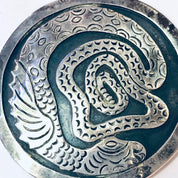 Vintage Pendant, Silver Pendant, Snake Jewelry, Dragon Jewelry, Large Pendant, Vintage Necklace, Unique Jewelry, Round Pendant, 925 Pendant