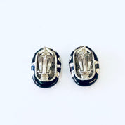 Vintage Earrings, Silver Earrings, black and Silver, Swirl Design, Pierced Ears, Vintage Jewelry, Unique Jewelry, Swirl Earrings, 925 Studs