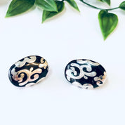 Vintage Earrings, Silver Earrings, black and Silver, Swirl Design, Pierced Ears, Vintage Jewelry, Unique Jewelry, Swirl Earrings, 925 Studs