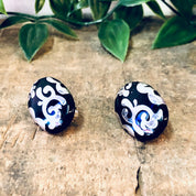 Vintage Earrings, Silver Earrings, black and Silver, Swirl Design, Pierced Ears, Vintage Jewelry, Unique Jewelry, Swirl Earrings, 925 Studs