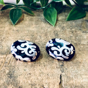 Vintage Earrings, Silver Earrings, black and Silver, Swirl Design, Pierced Ears, Vintage Jewelry, Unique Jewelry, Swirl Earrings, 925 Studs