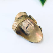 Vintage Ring, Statement Jewelry, Turquoise Jewelry, Brass Ring, Costume Jewelry, Unique Ring, Large Ring, Gold and Blue, Brass Toned Ring,