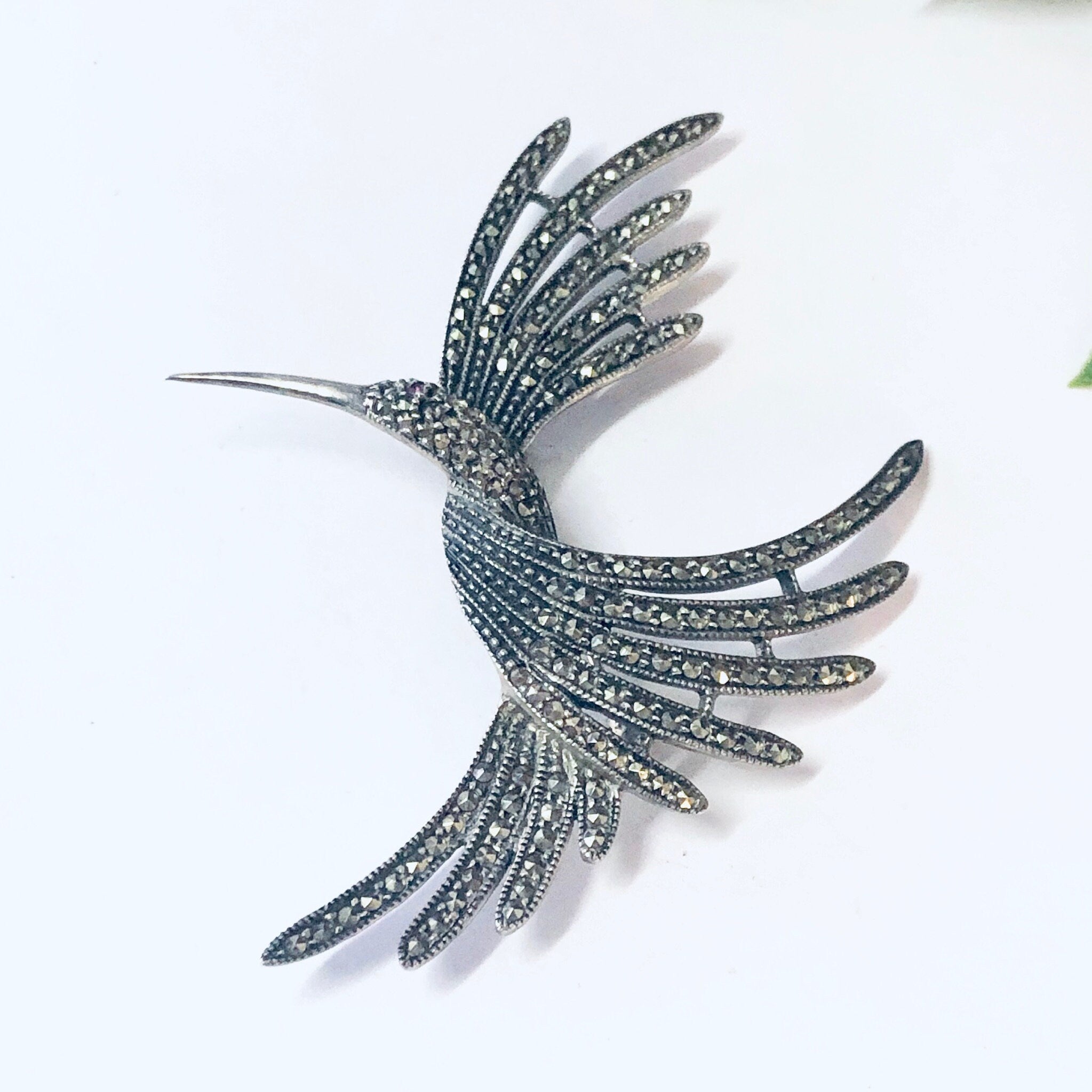 Vintage Brooch, Bird Pin, Marcasite Brooch, Vintager Jewelry, Unique Pin, Large Bird Pin, Bird Jewelry, Marcasite Jewelry, Silver Pin, 925