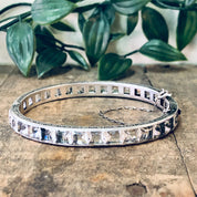 Vintage Bracelet, Silver Bracelet, Bangle Bracelet, Vintage Jewelry, Unique Jewelry, Faux Diamond Bangle, Bridal Jewelry, 925 Bracelet,
