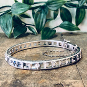 Vintage Bracelet, Silver Bracelet, Bangle Bracelet, Vintage Jewelry, Unique Jewelry, Faux Diamond Bangle, Bridal Jewelry, 925 Bracelet,