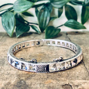 Vintage Bracelet, Silver Bracelet, Bangle Bracelet, Vintage Jewelry, Unique Jewelry, Faux Diamond Bangle, Bridal Jewelry, 925 Bracelet,