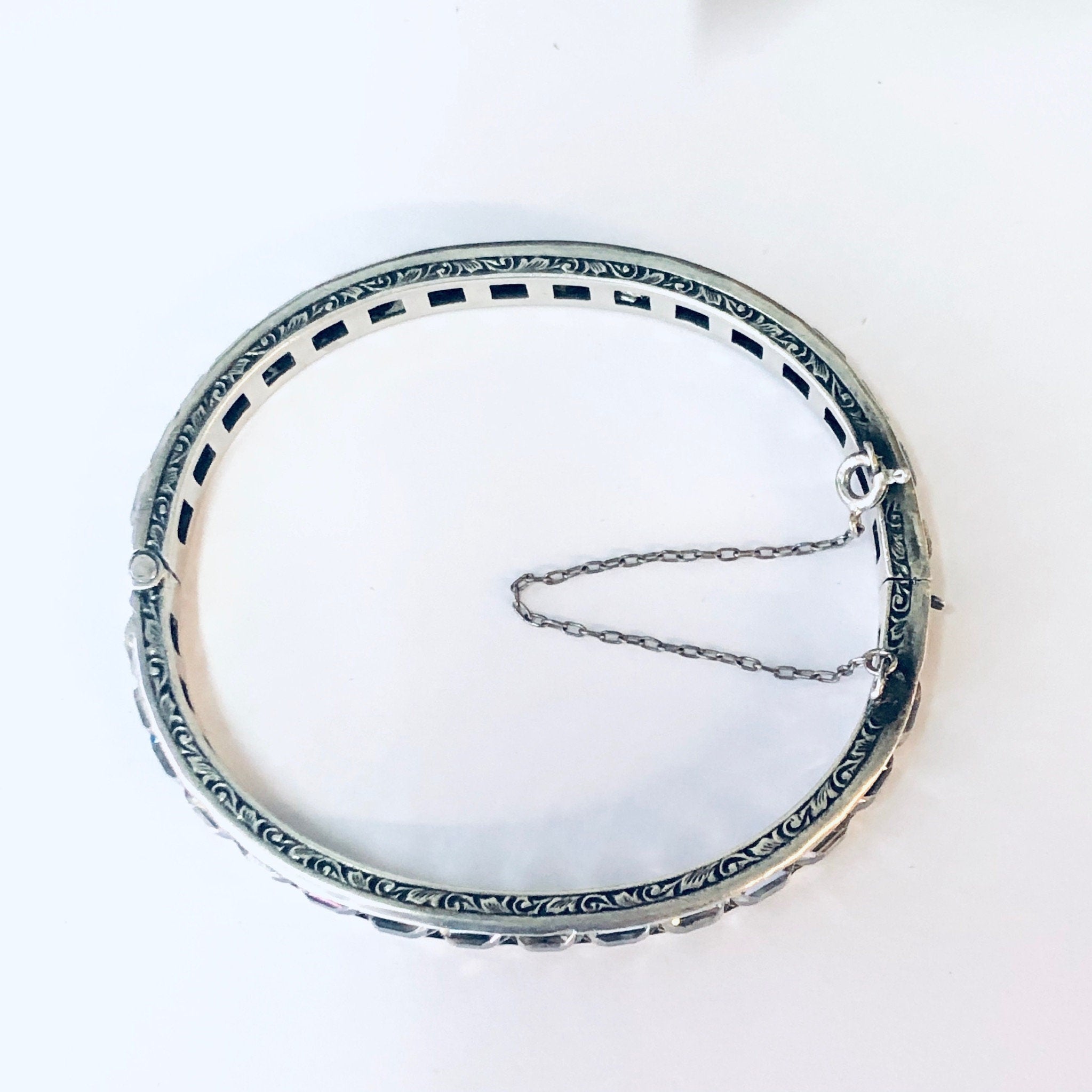 Vintage Bracelet, Silver Bracelet, Bangle Bracelet, Vintage Jewelry, Unique Jewelry, Faux Diamond Bangle, Bridal Jewelry, 925 Bracelet,