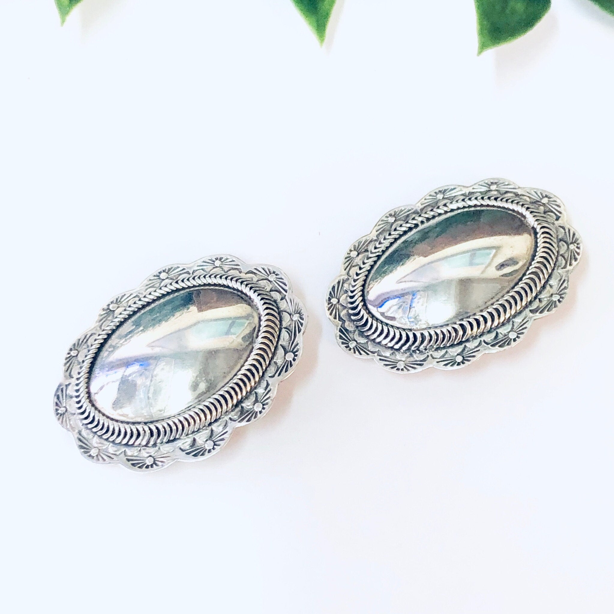 Vintage Earrings, Silver Earrings, Concho Earrings, Unique Jewelry, Clip On Earrings, Large Earrings, Taxco Jewelry, Taxco Earrings, 925