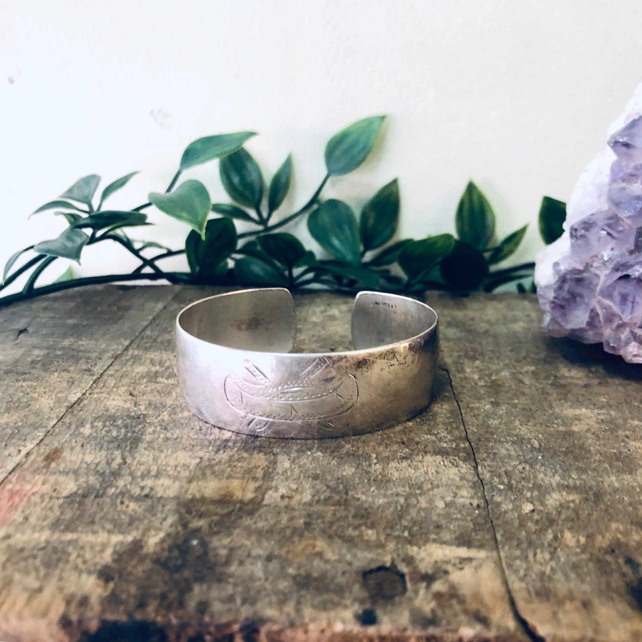 Vintage Bracelet, Silver Cuff, Vintage Cuff, Etched Bracelet, Unique Jewelry, Simple Cuff, Cuff Bracelet, Small Cuff, Vintage Jewelry, 925