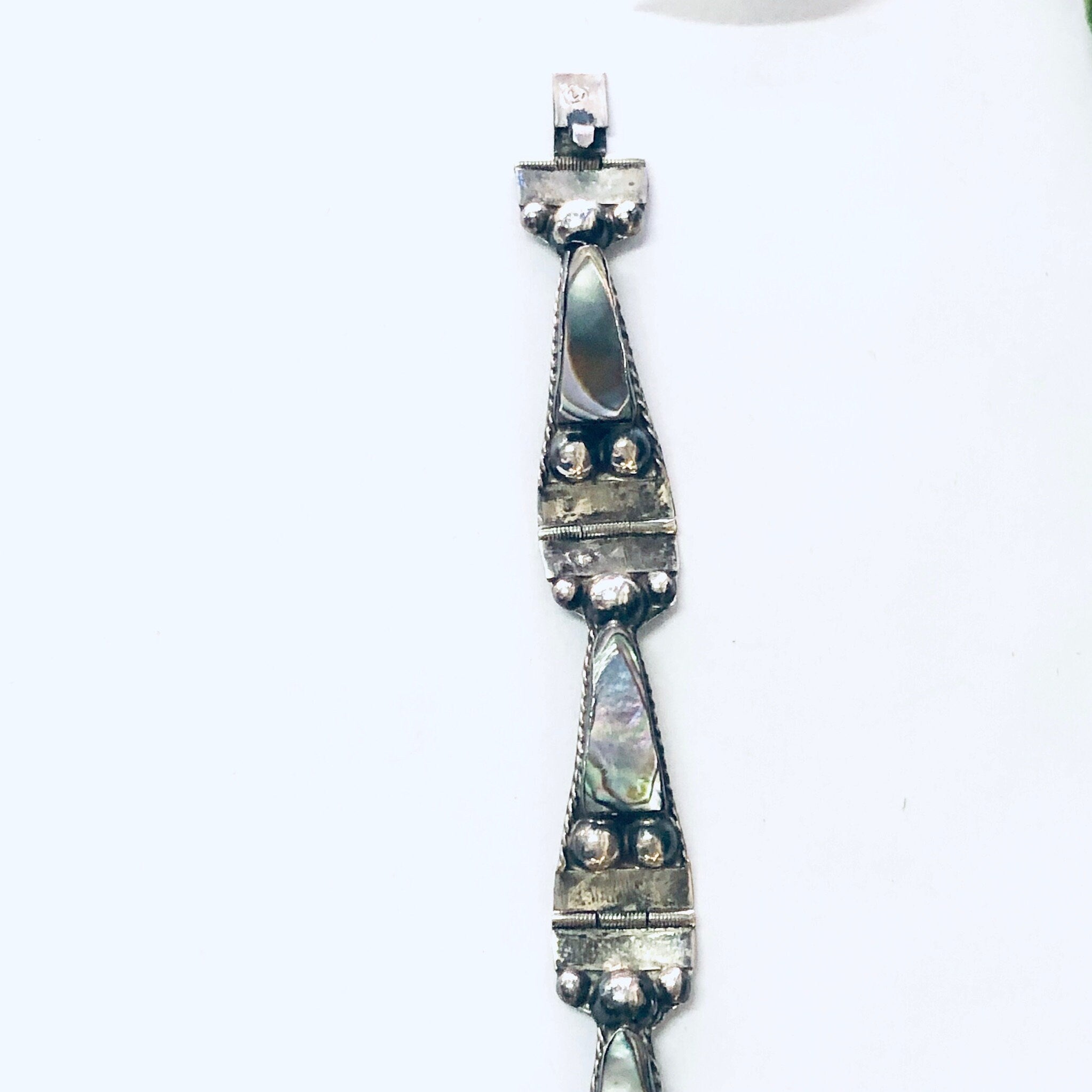 Vintage Bracelet, Link Bracelet, Abalone Jewelry, Abalone Bracelet, Vintage Jewelry, Silver Bracelet, Unique Jewelry, Shell Bracelet, 925
