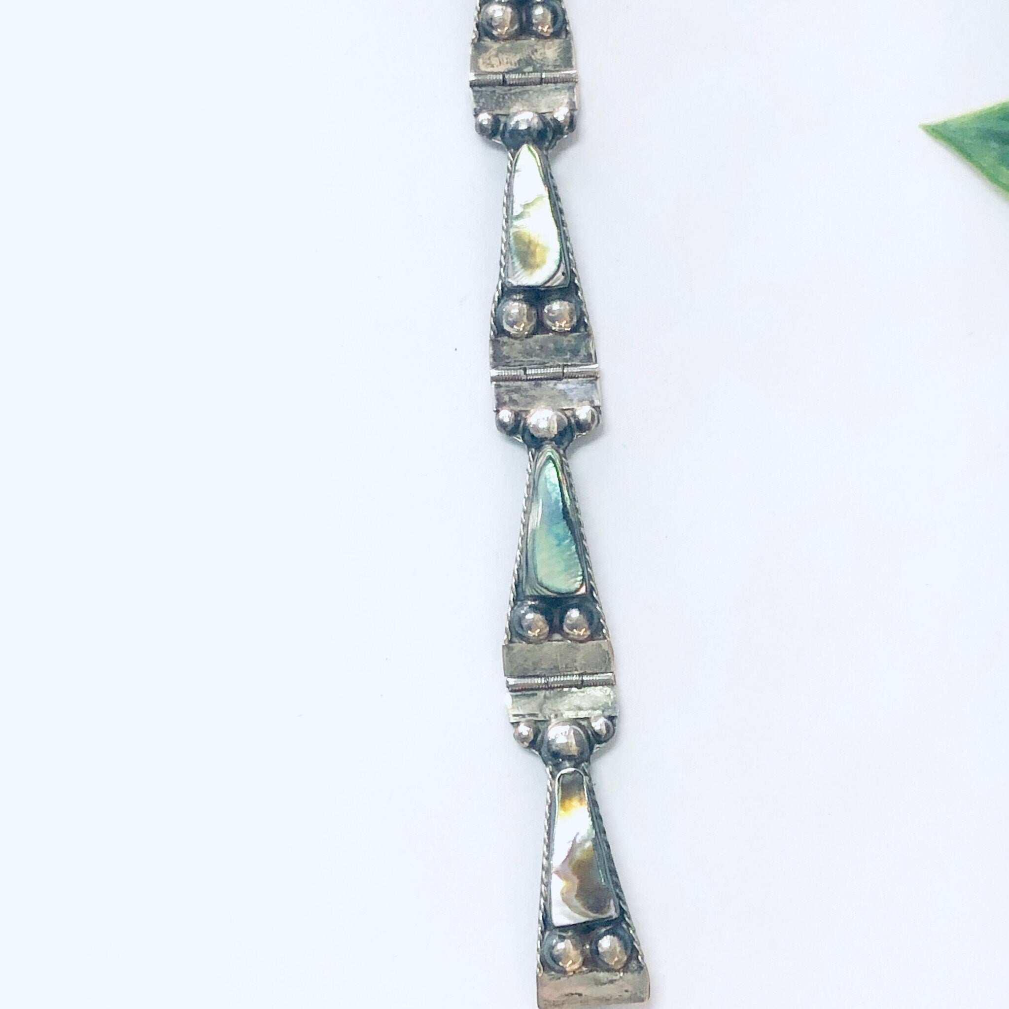 Vintage Bracelet, Link Bracelet, Abalone Jewelry, Abalone Bracelet, Vintage Jewelry, Silver Bracelet, Unique Jewelry, Shell Bracelet, 925
