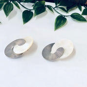 Vintage Earrings, Silver Earrings, Mother of Pearl, Dangle Earrings, Unique Jewelry, Retro Earrings, Pierced Ears, Statement Jewelry, 925