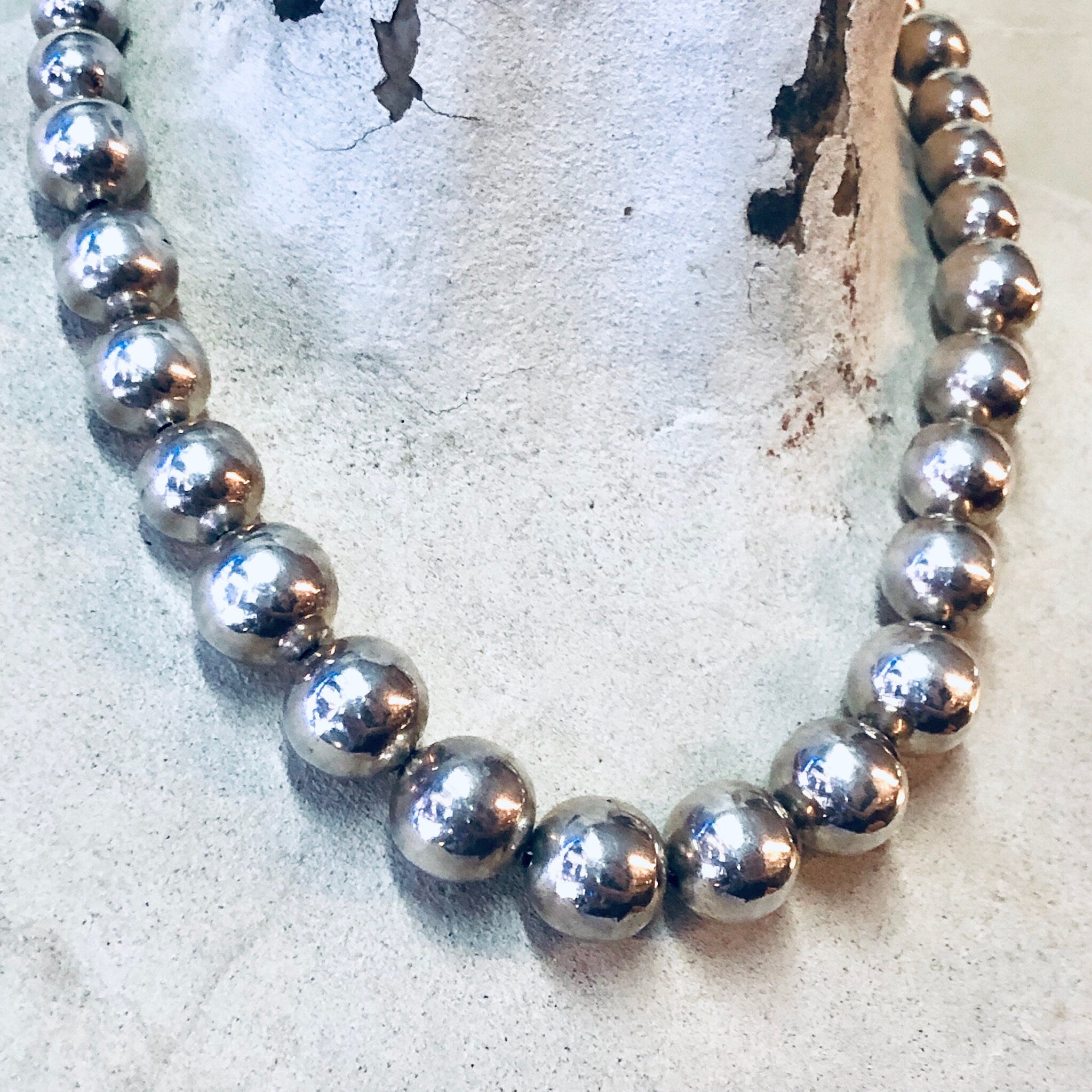 Vintage Necklace, Silver Necklace, Silver Beads, Hollow Silver Beads, Statement Jewelry, Unique Necklace, Large Beads, Beaded Jewelry, 925