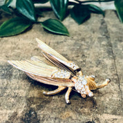 Vintage Brooch, Hattie Carnegie Trembler Brooch, Trembler Bee Pin, Gold Toned Brooch, Bee Jewelry, Rhinestone Brooch, Vintage Jewelry, Gold