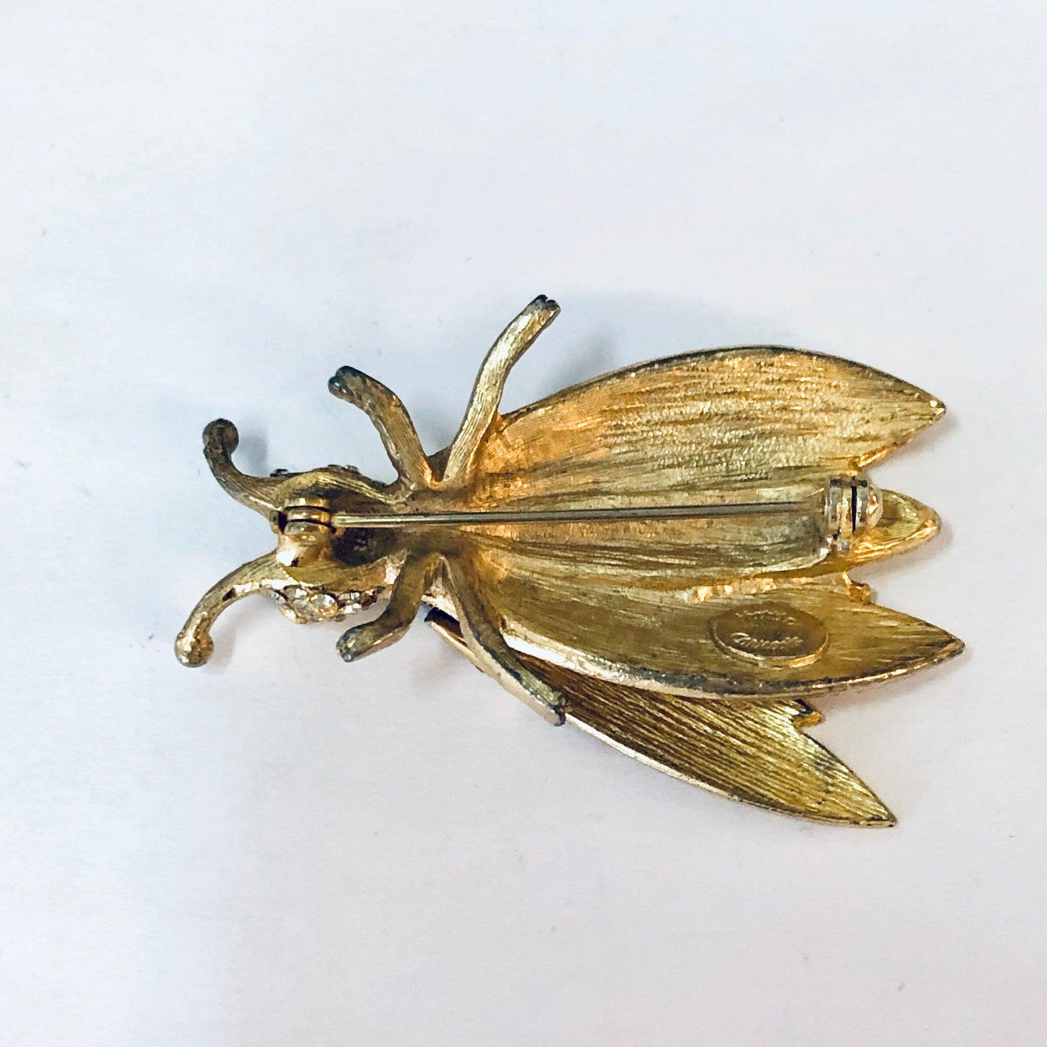 Vintage Brooch, Hattie Carnegie Trembler Brooch, Trembler Bee Pin, Gold Toned Brooch, Bee Jewelry, Rhinestone Brooch, Vintage Jewelry, Gold