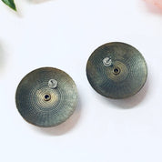 Vintage Earrings, Stud Earrings, Green Jewelry, Round Earrings, Large Earrings, Statement Jewelry, Brass Toned Earrings, Vintage Jewelry,
