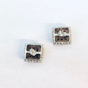 Vintage Earrings, Diamond Earrings, Diamond Cluster Earrings, 10K Gold Earrings, Gold Jewelry, Art Deco style, Diamond Jewelry, Square Studs