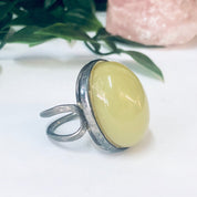 Vintage Ring, Silver Tone Ring, Yellow Stone, Yellow and Silver, Statement jewelry, Cocktail Ring, Unique Jewelry, Large Ring, Costume Ring