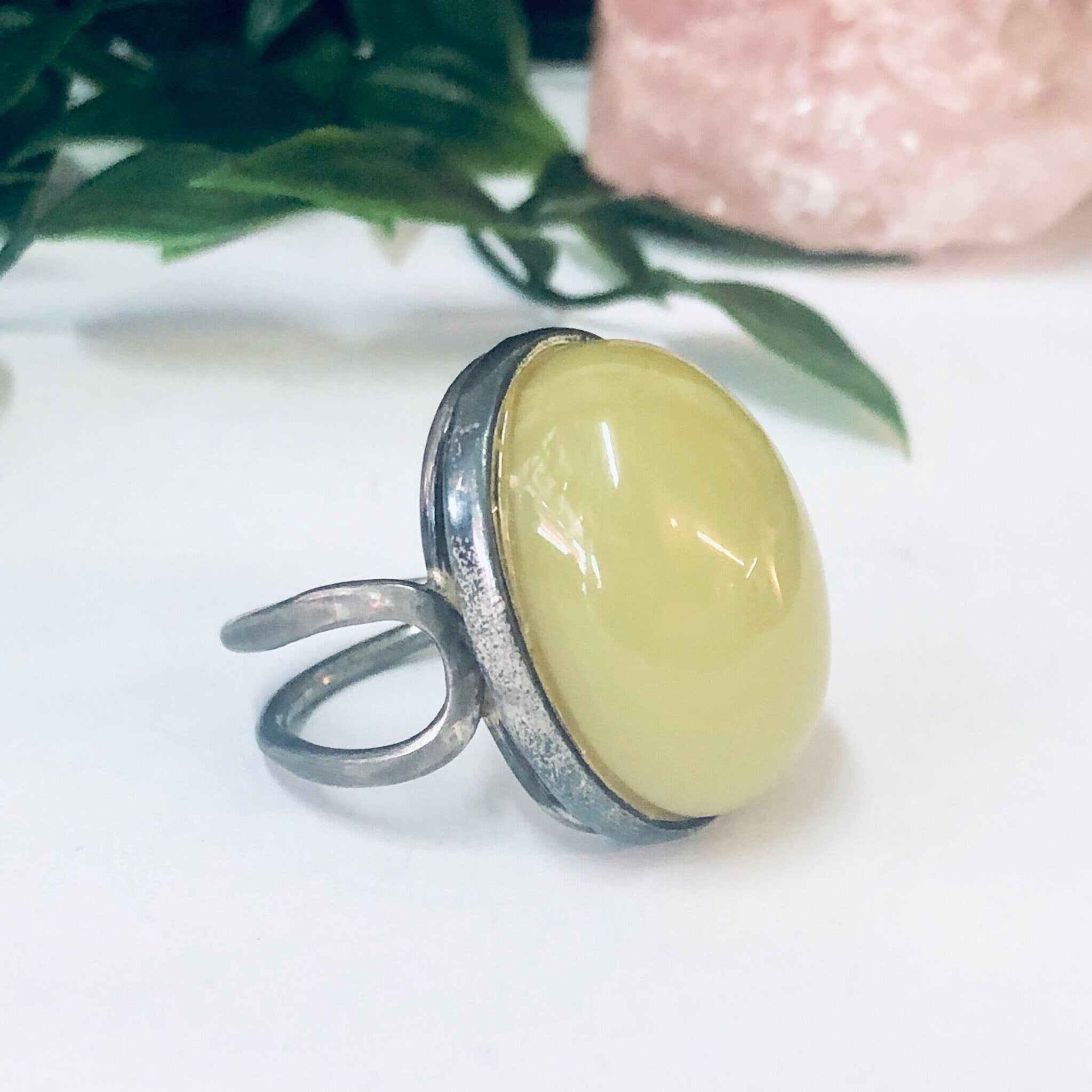 Vintage Ring, Silver Tone Ring, Yellow Stone, Yellow and Silver, Statement jewelry, Cocktail Ring, Unique Jewelry, Large Ring, Costume Ring