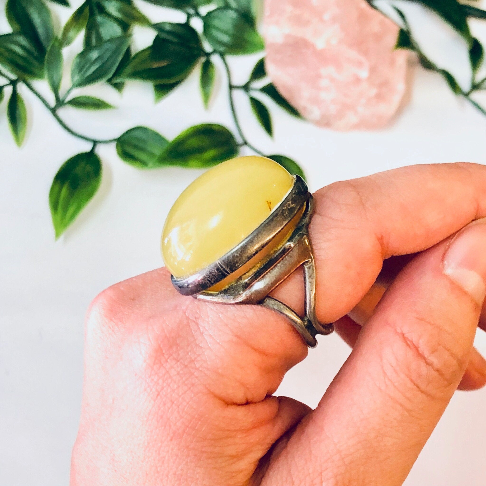 Vintage Ring, Silver Tone Ring, Yellow Stone, Yellow and Silver, Statement jewelry, Cocktail Ring, Unique Jewelry, Large Ring, Costume Ring