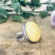 Vintage Ring, Silver Tone Ring, Yellow Stone, Yellow and Silver, Statement jewelry, Cocktail Ring, Unique Jewelry, Large Ring, Costume Ring