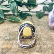 Vintage Ring, Silver Tone Ring, Yellow Stone, Yellow and Silver, Statement jewelry, Cocktail Ring, Unique Jewelry, Large Ring, Costume Ring