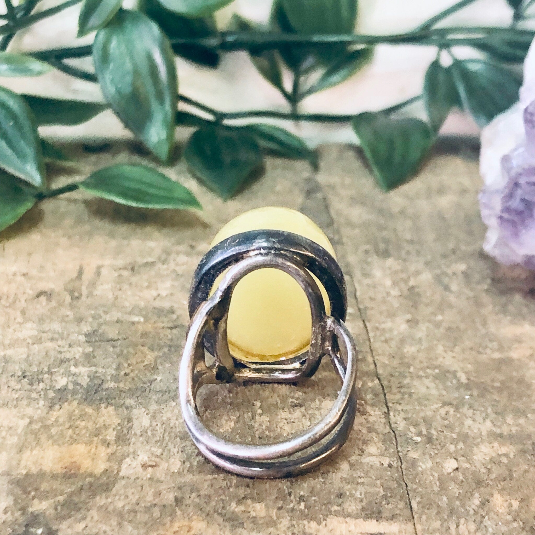 Vintage Ring, Silver Tone Ring, Yellow Stone, Yellow and Silver, Statement jewelry, Cocktail Ring, Unique Jewelry, Large Ring, Costume Ring