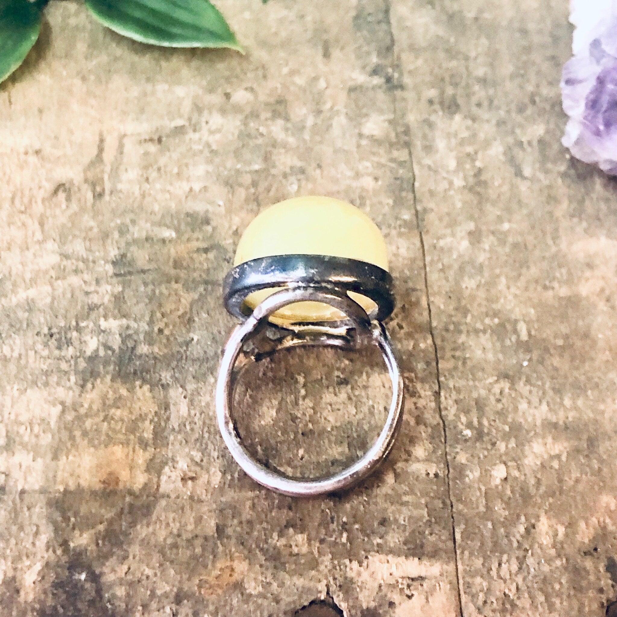 Vintage Ring, Silver Tone Ring, Yellow Stone, Yellow and Silver, Statement jewelry, Cocktail Ring, Unique Jewelry, Large Ring, Costume Ring