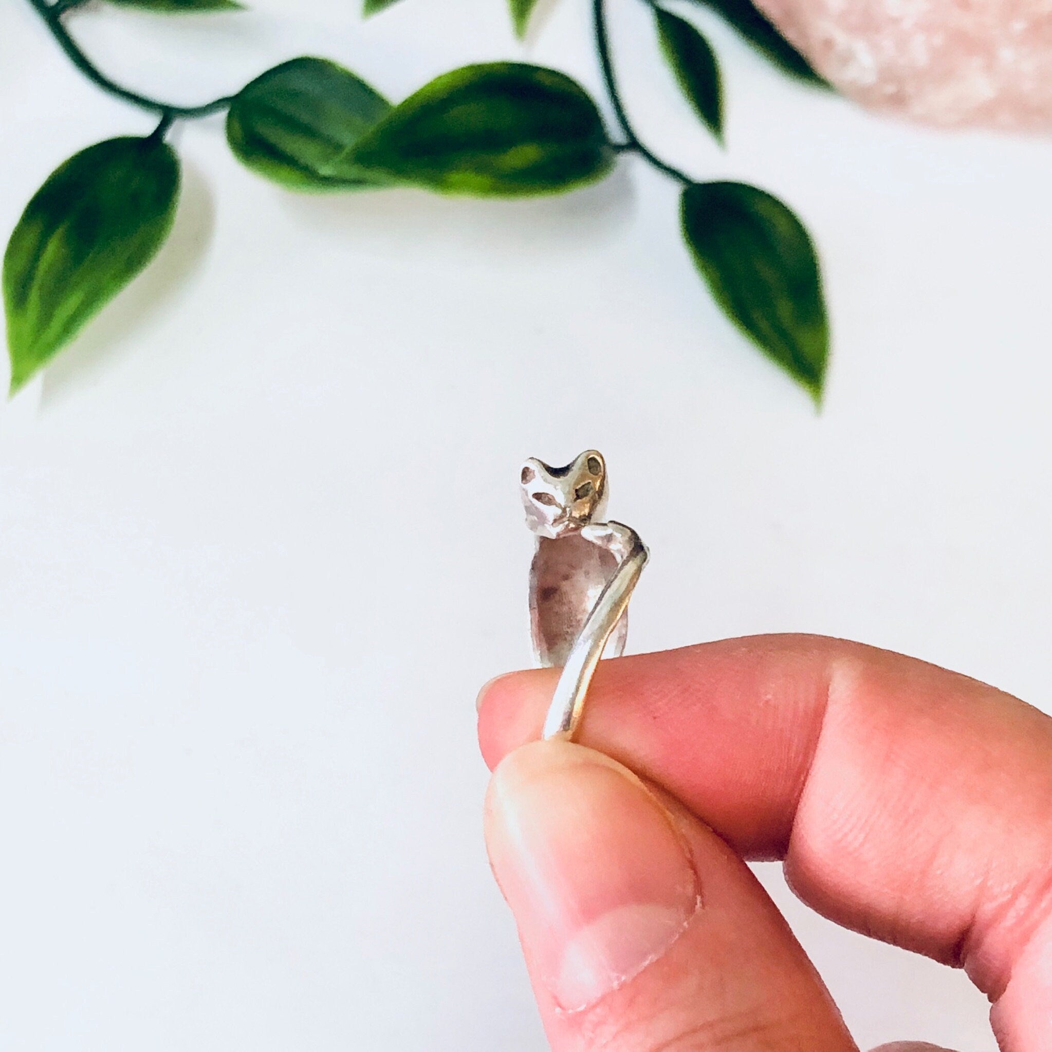 Vintage Ring, Silver Ring, Cat Ring, Cat Jewelry, Skinny Ring, Vintage Jewelry, Kitty Cat Jewelry, Wrap Ring, Unique Ring, Cat Lover, 925