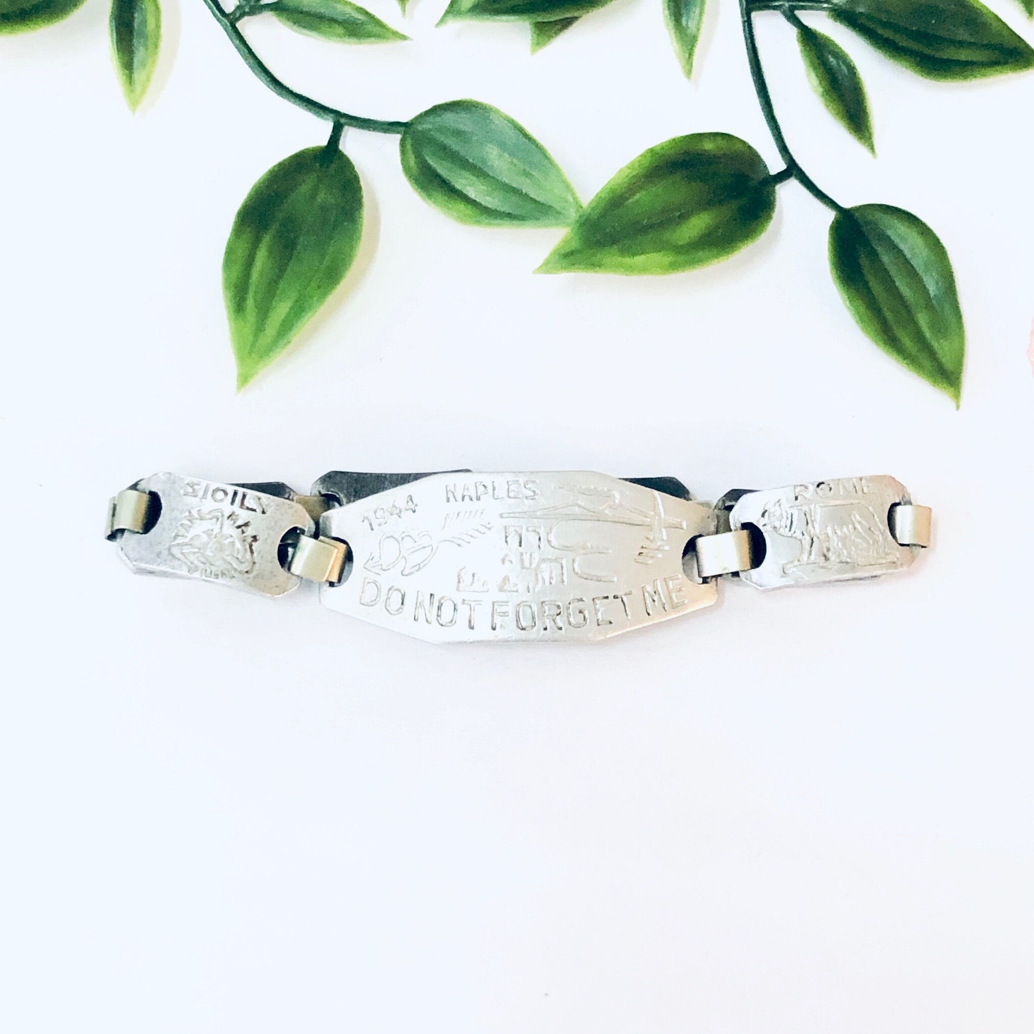 Forget Me Not Bracelet, Sweetheart Bracelet, WWII Bracelet, Do Not Forget Me Bracelet, Vintage Jewelry, Link Bracelet, Vintage Bracelet,