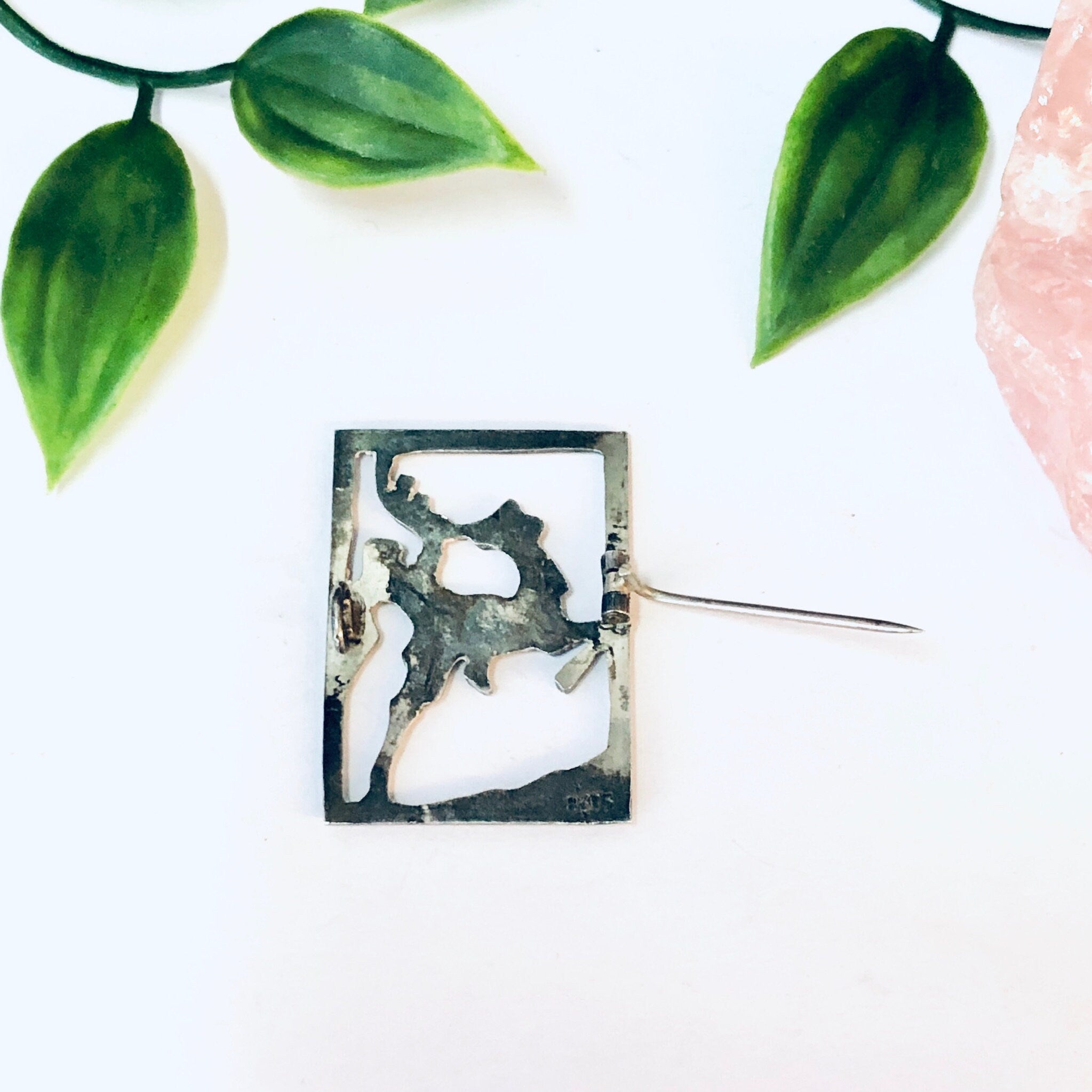 Vintage Brooch, Silver Brooch, Vintage Pin, Cut out Pin, Vintage Jewelry, Silver Jewelry, Deer Pin, Animal Brooch, Man on Deer, Unique Pin
