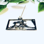 Vintage Brooch, Silver Brooch, Vintage Pin, Cut out Pin, Vintage Jewelry, Silver Jewelry, Deer Pin, Animal Brooch, Man on Deer, Unique Pin