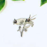 Vintage Brooch, Silver Brooch, Bird Brooch, Perched Bird, Bird Pin, Abalone Jewelry, Abalone Shell Pin, Animal Jewelry, Vintage Jewelry, 925