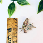 Vintage Brooch, Silver Brooch, Bird Brooch, Perched Bird, Bird Pin, Abalone Jewelry, Abalone Shell Pin, Animal Jewelry, Vintage Jewelry, 925