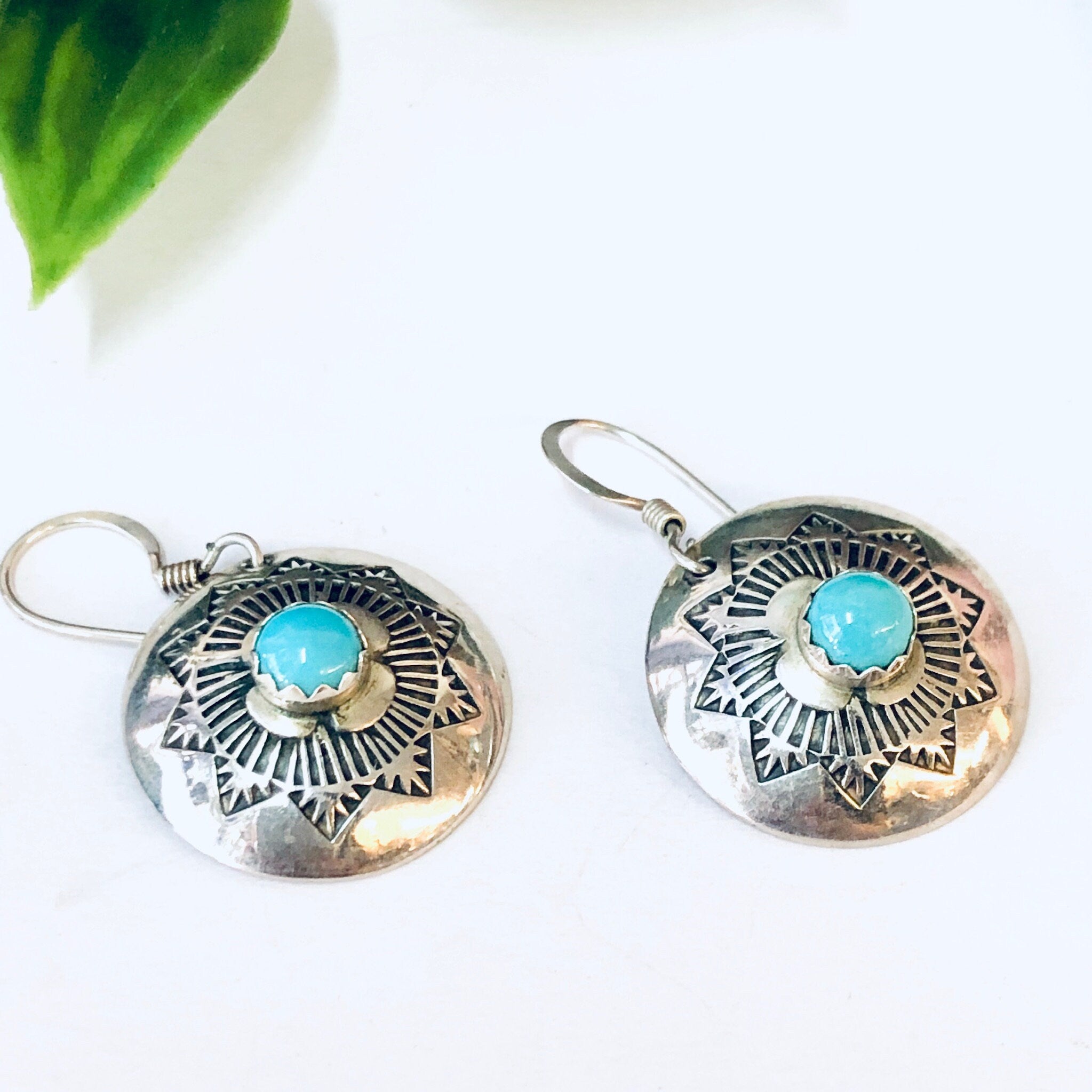 Vintage Earrings, Silver Earrings, Turquoise Jewelry, Vintage Jewelry, Boho Style, Bohemian Jewelry, Silver and Blue, Pierced Ears, Dangle