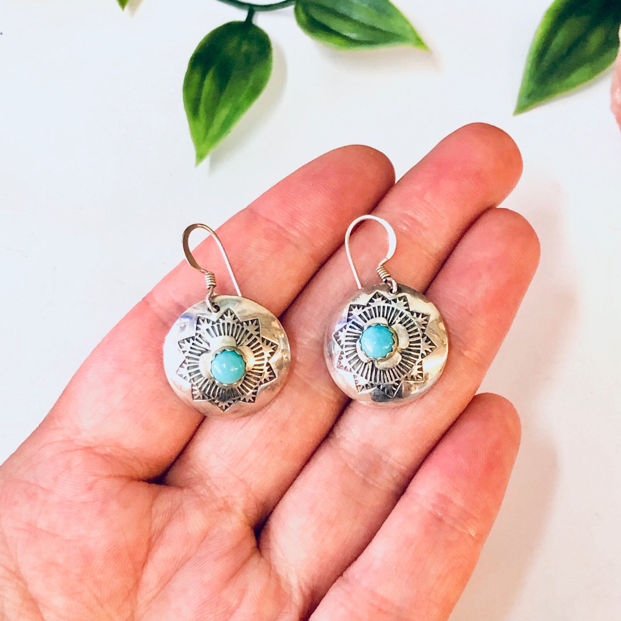 Vintage Earrings, Silver Earrings, Turquoise Jewelry, Vintage Jewelry, Boho Style, Bohemian Jewelry, Silver and Blue, Pierced Ears, Dangle