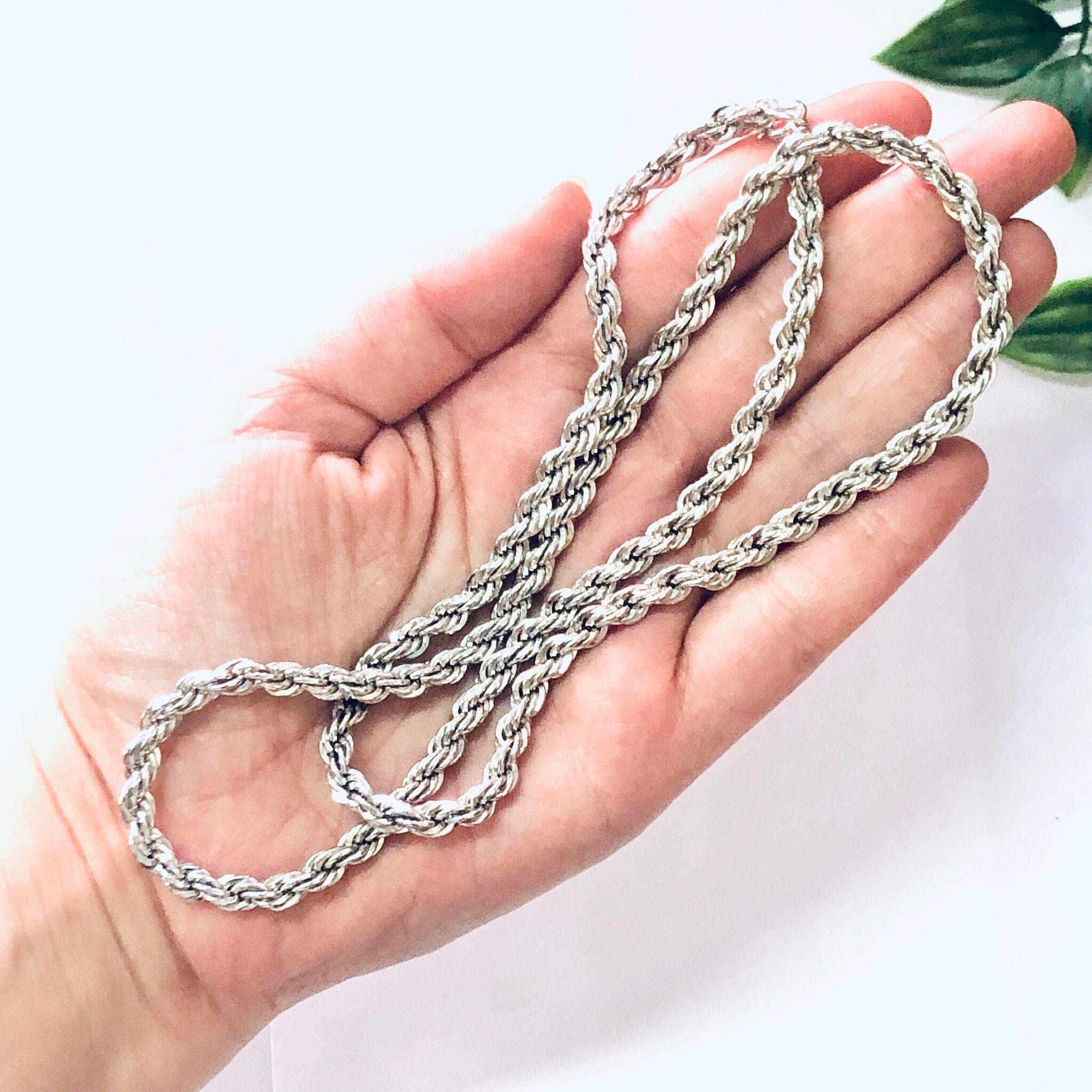 Vintage Chain, Rope Chain, Twisted Rope Chain, Silver Chain, Silver Necklace, Vintage Necklace, 925 Chain, Statement Jewelry, Long Chain