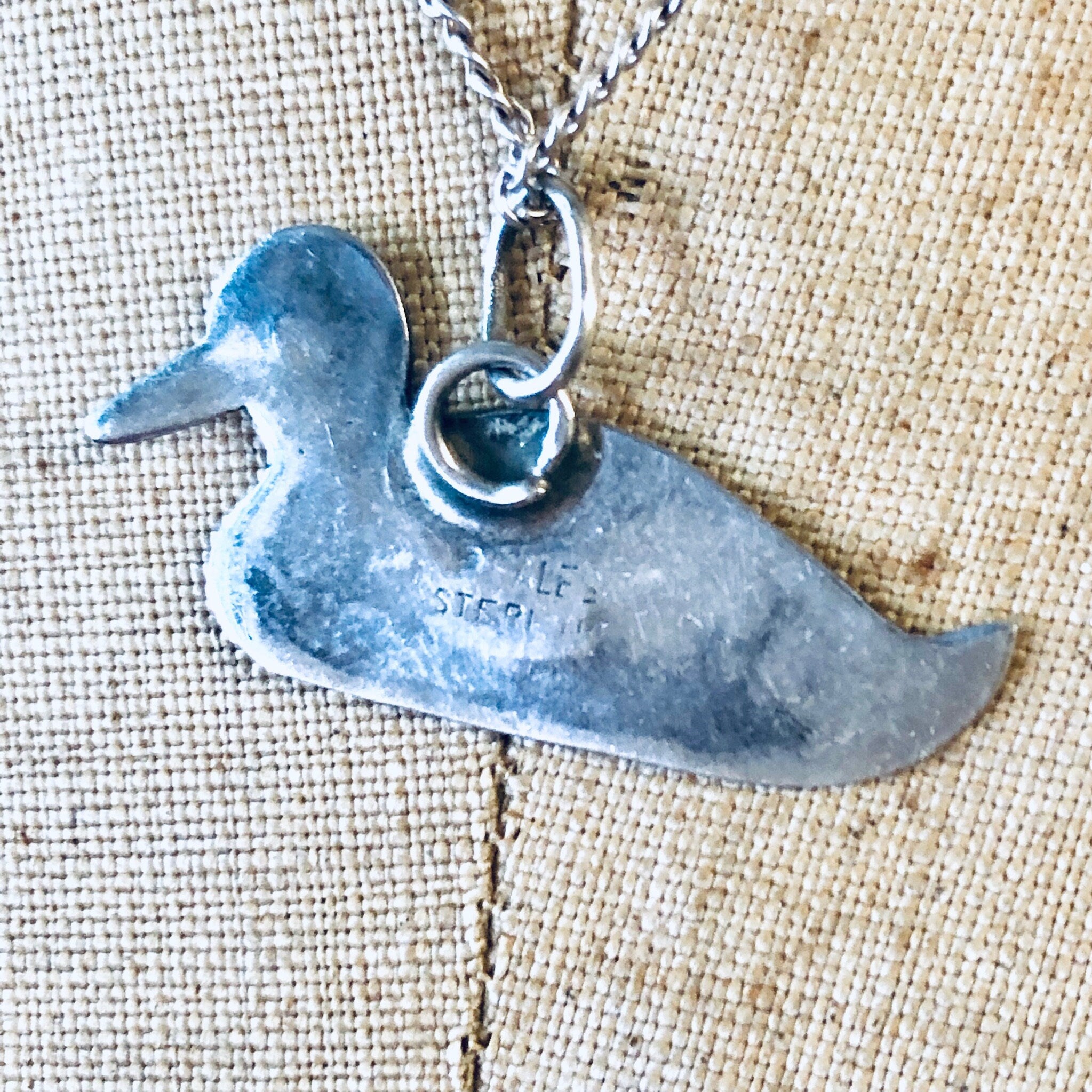 Vintage Necklace, Duck Necklace, Duck Pendant, Vintage jewelry, Skinny Chain, Silver Necklace, Silver Pendant, Silver Chain, 925 Necklace,