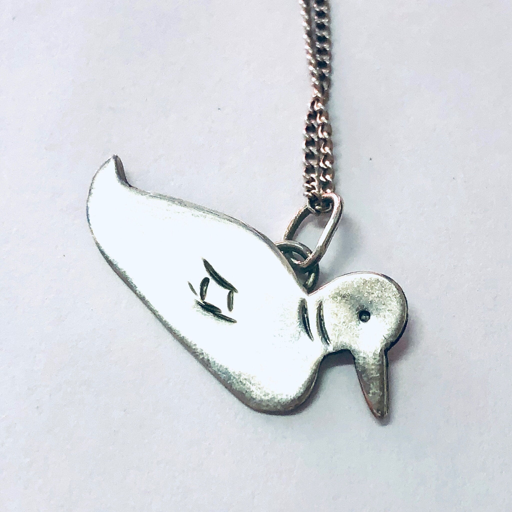 Vintage Necklace, Duck Necklace, Duck Pendant, Vintage jewelry, Skinny Chain, Silver Necklace, Silver Pendant, Silver Chain, 925 Necklace,
