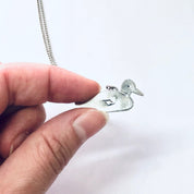 Vintage Necklace, Duck Necklace, Duck Pendant, Vintage jewelry, Skinny Chain, Silver Necklace, Silver Pendant, Silver Chain, 925 Necklace,
