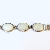 Vintage Bracelet, Link Bracelet, Silver Bracelet, Simple Jewelry, Vintage Jewelry, Light Green Gemstones, Green and Silver, 925 Bracelet