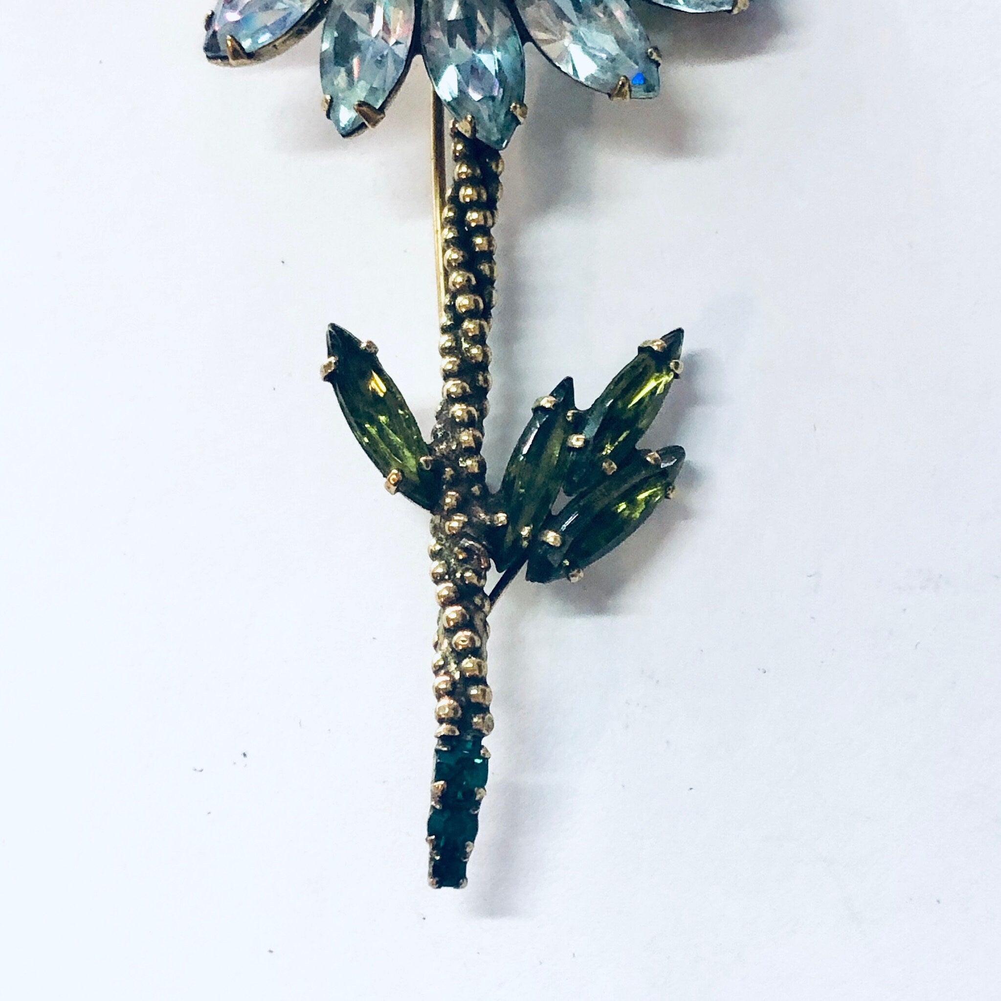 Vintage Brooch, Weiss Brooch, Rhinestone Jewelry, Flower Pin, Large Pin, Daisy Brooch, Vintage Jewelry, Weiss Jewelry, Costume Jewelry, Blue