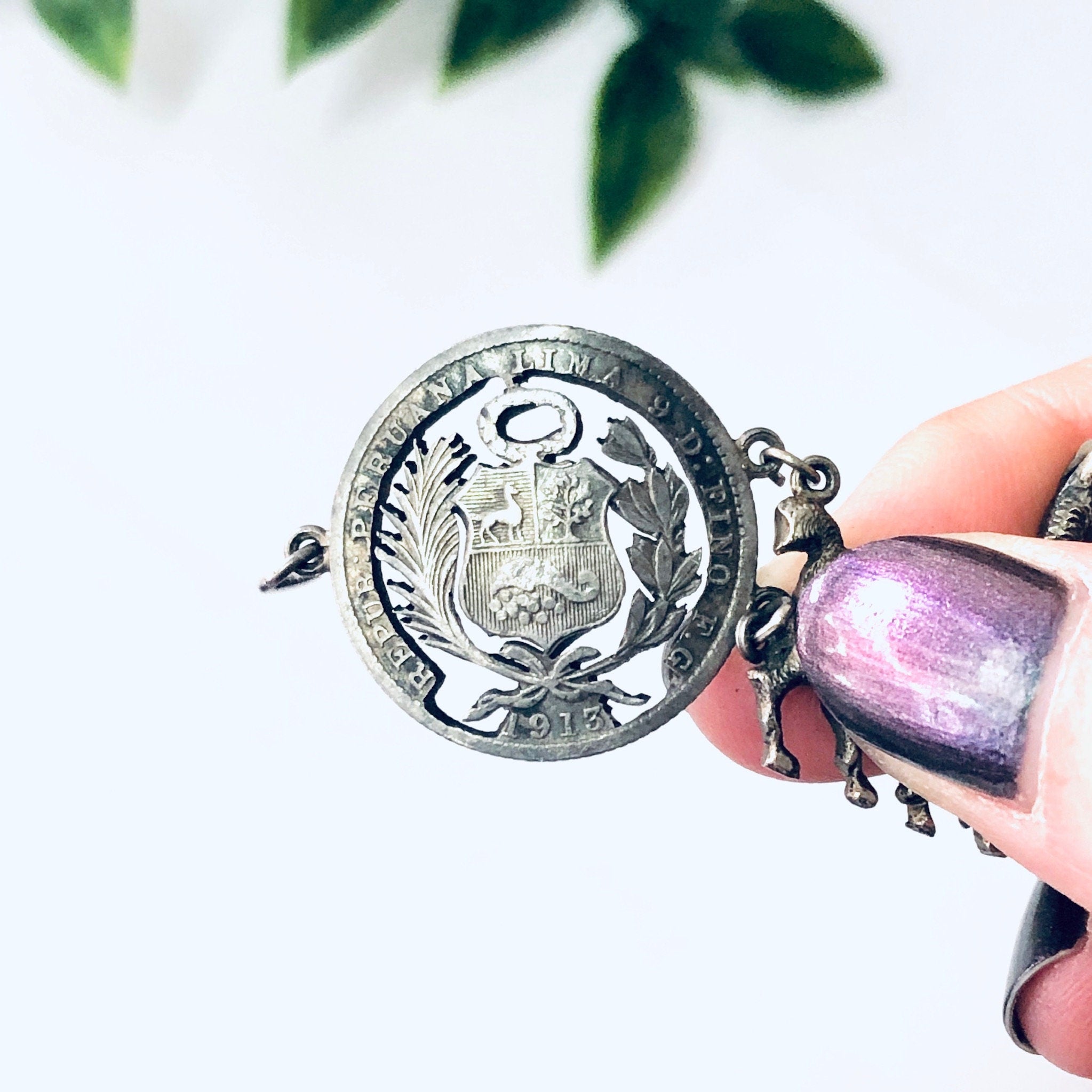 Vintage Bracelet, Repub Peruana Lima, Coin Bracelet, Llama Bracelet, Alpaca Jewelry, Peruvian Coin Bracelet, Vintage Jewelry, Unique Jewelry